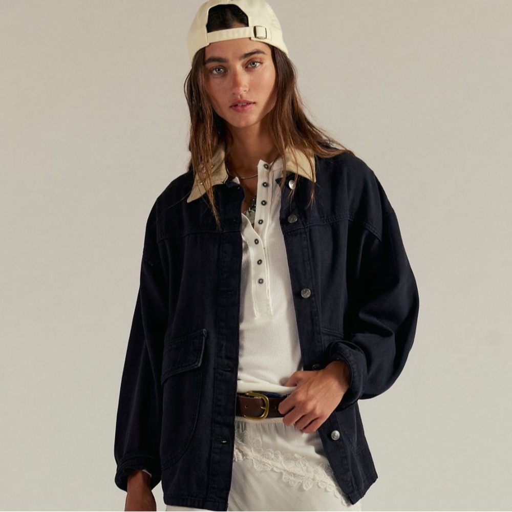 BNWT Free People WTF Lemon Denim Jacket